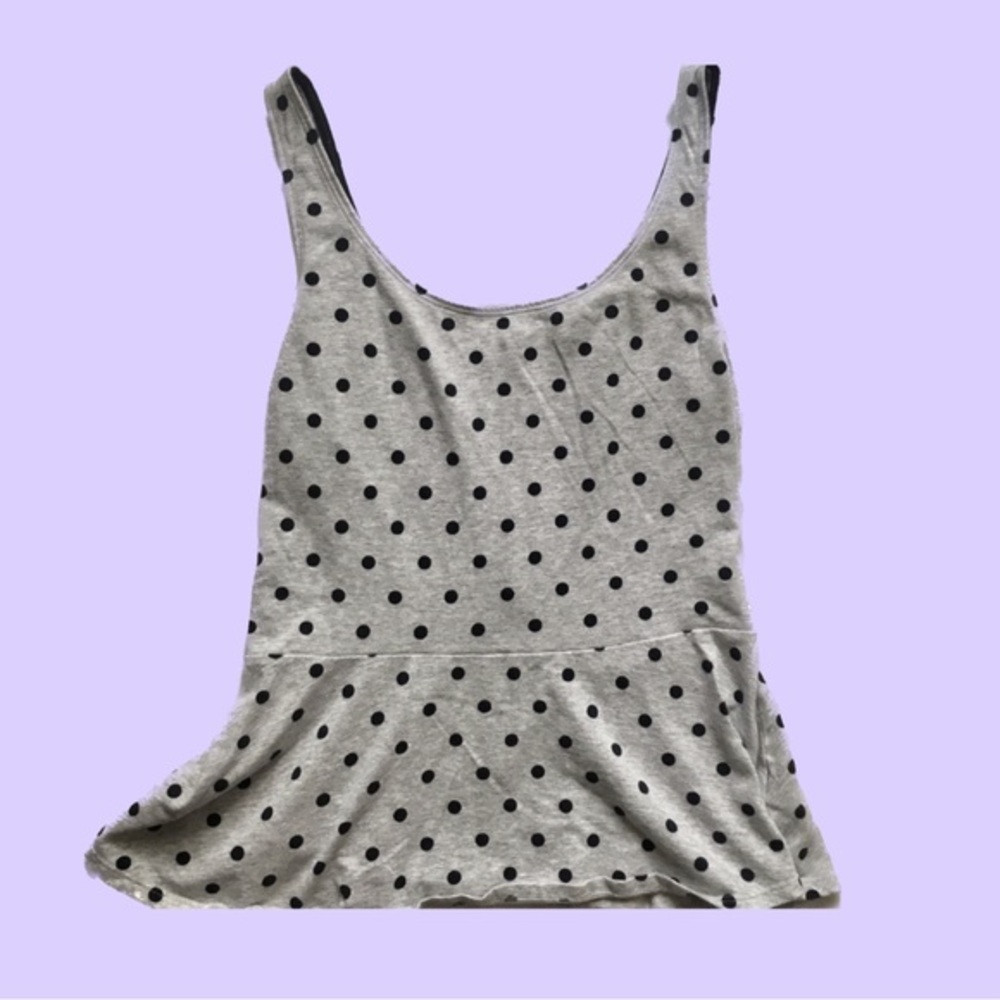 EXPRESS Gray & Navy Polka Dot Tank Top